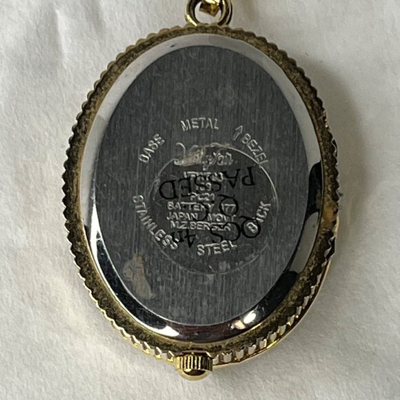 Vintage Vanity Fair Gold Tone Oval Locket Watch Necklace With Rhinestones - Picture 7 of 7